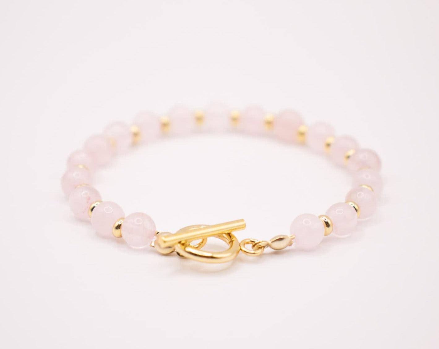 CIRCÉ | Rose Quartz and 18 - carat gold - plated stainless steel bracelet - fashion club