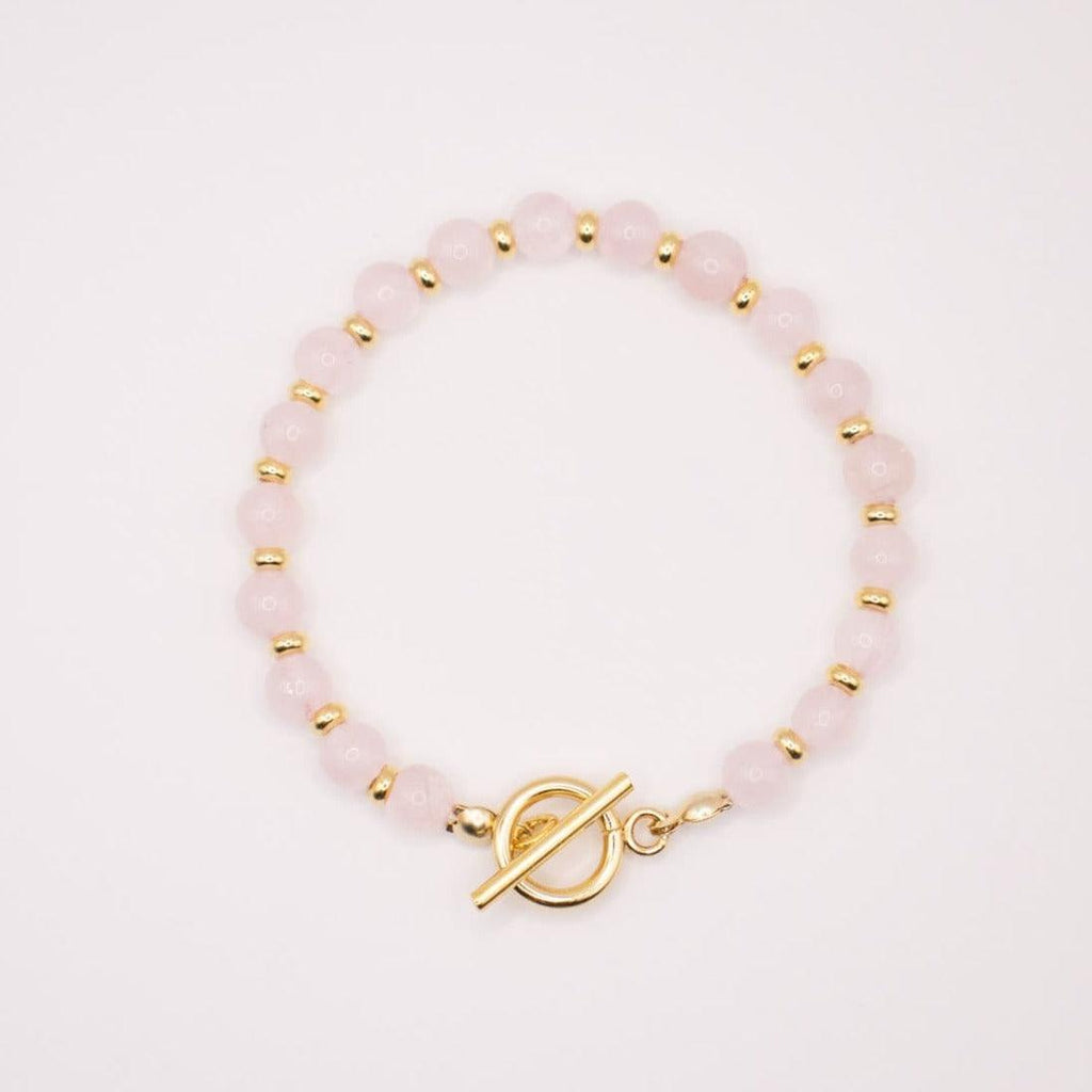 CIRCÉ | Rose Quartz and 18 - carat gold - plated stainless steel bracelet - fashion club