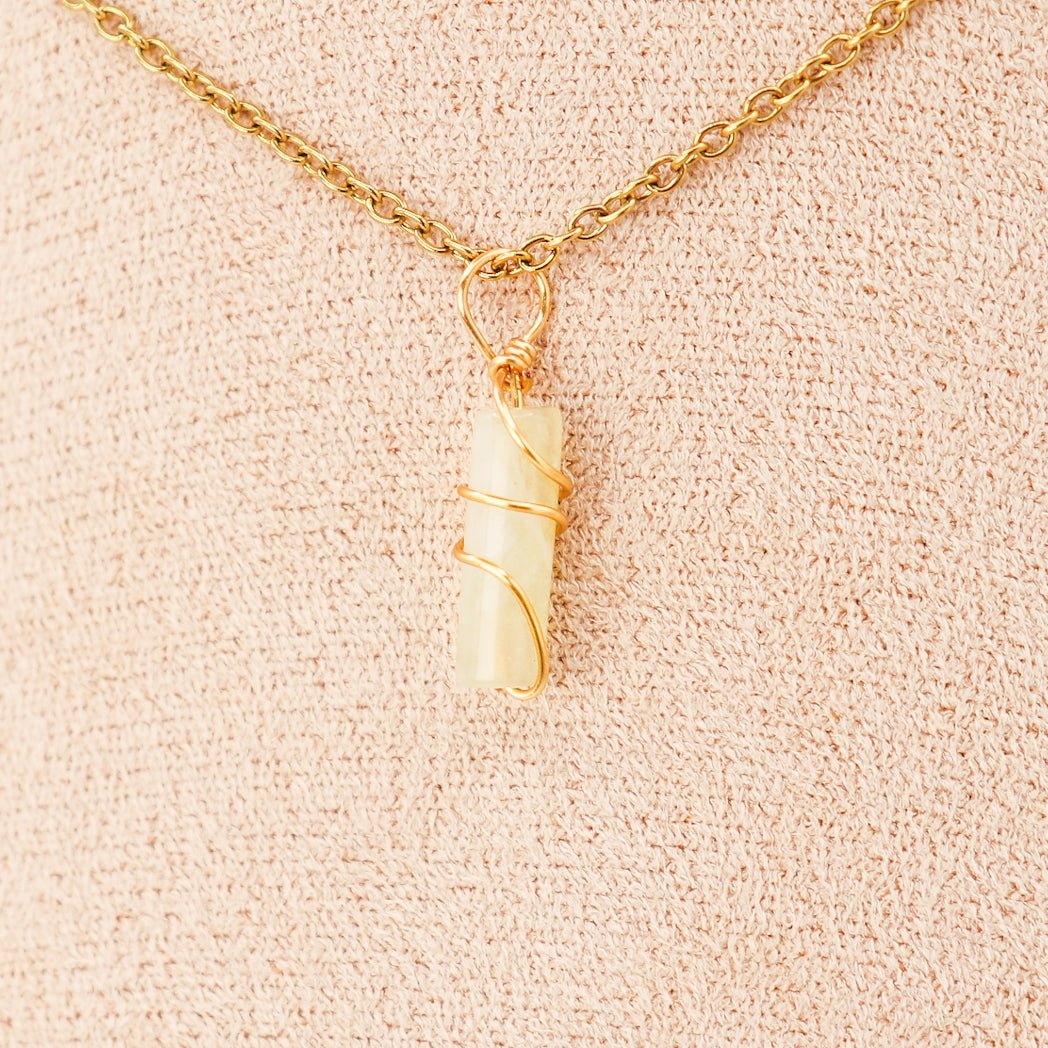 Pendentif | Mini piliers en Jade "Fleurs de prunier" - fashion club