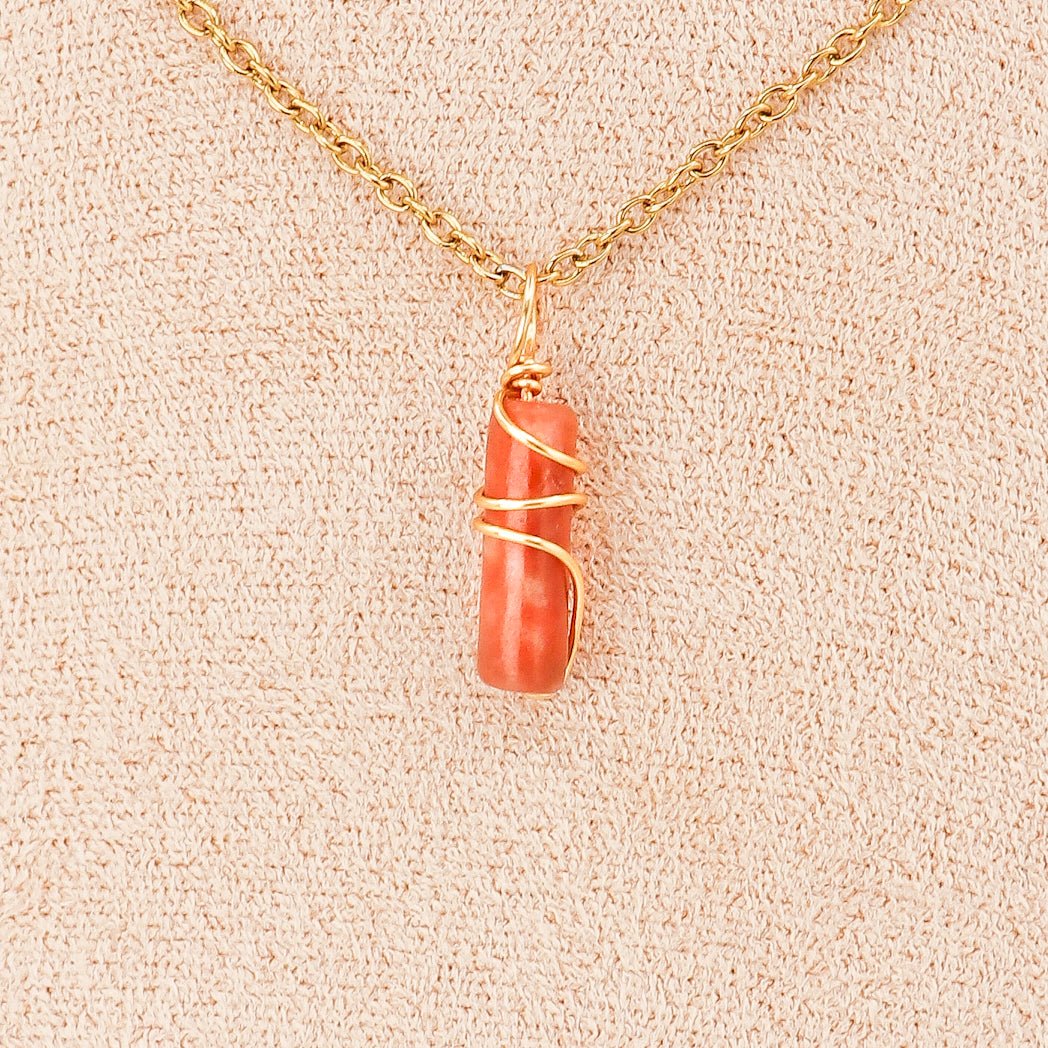 Pendentif | Mini piliers en Jade "Fleurs de prunier" - fashion club