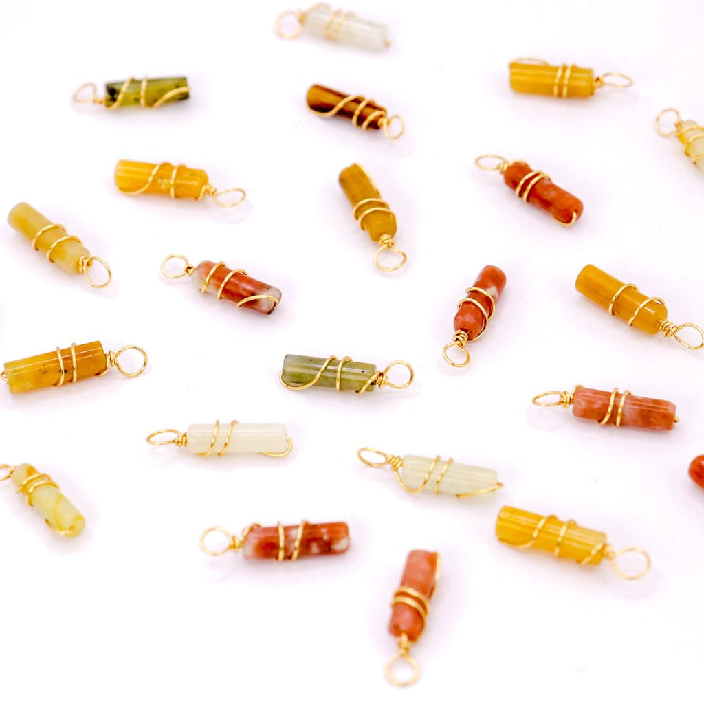 Pendentif | Mini piliers en Jade "Fleurs de prunier" - fashion club